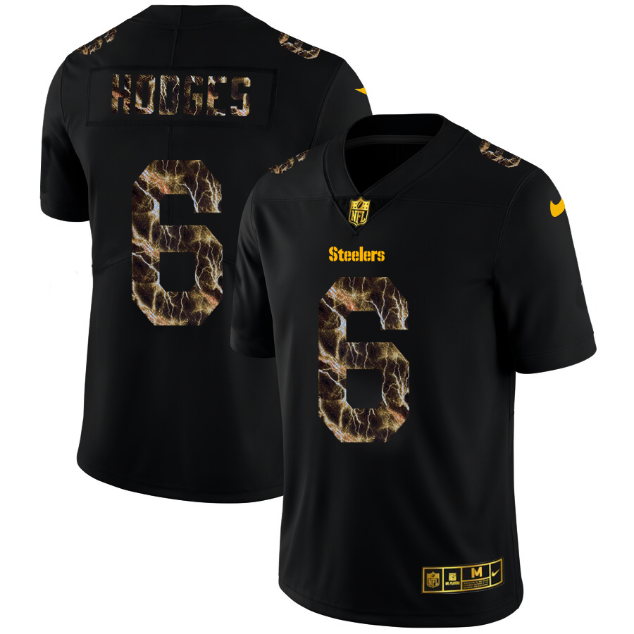 2020 Pittsburgh Steelers #6 Devlin Hodges Men Black Nike Flocked Lightning Vapor Limited NFL Jersey